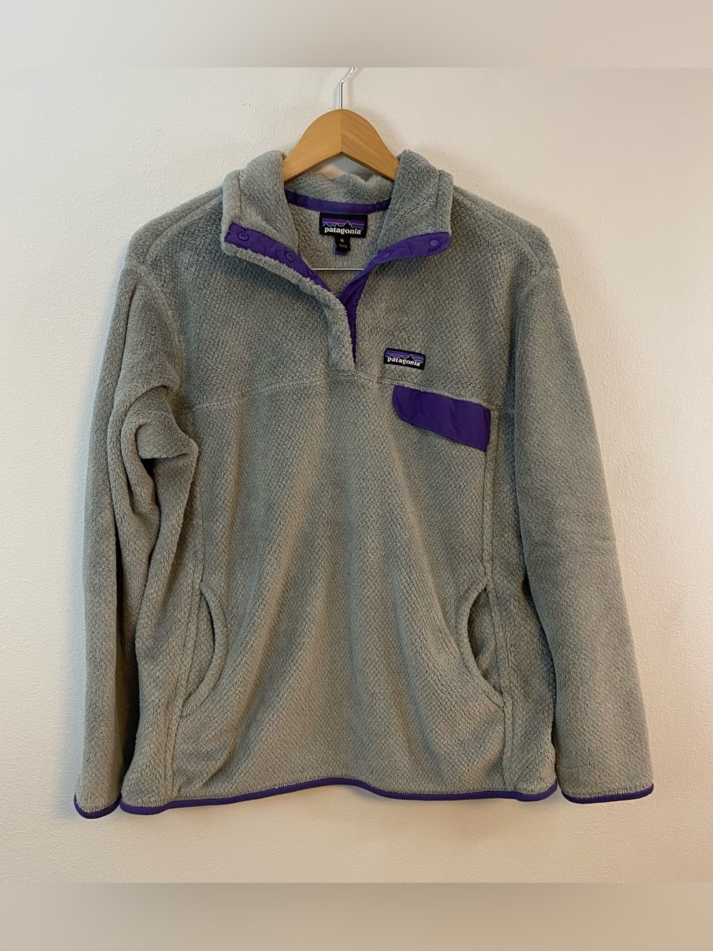 Patagonia‎ Re-Tool Snap-T Fleece Pullover Grey Purple Womens XL